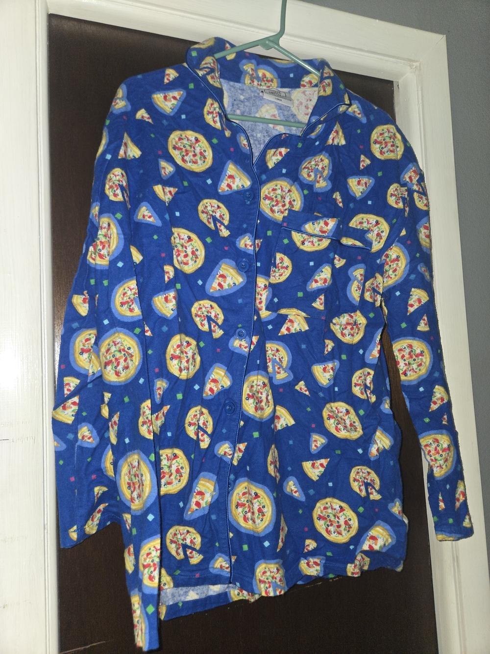 Blue Women's Pizza-Print Pajama Set